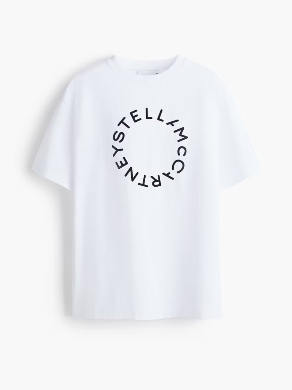 Stella McCartney White Short Sleeve Logo Tee with Black Circle Print